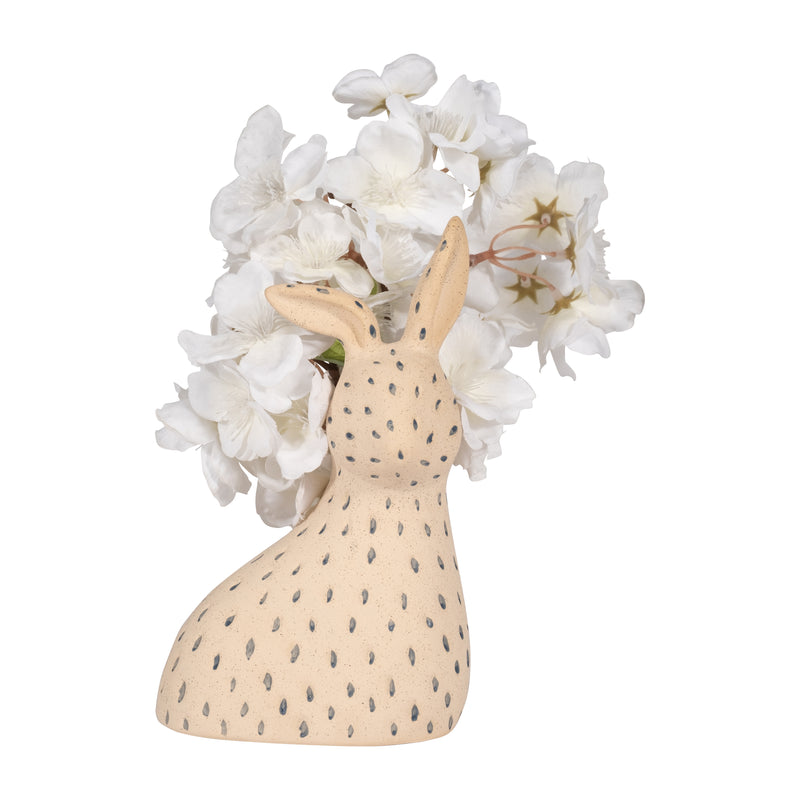 Cer, 8" Spotted Bunny, Ivory/blue