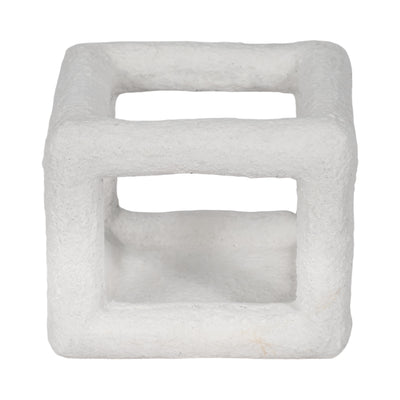 6" Textured Open Square Object, White