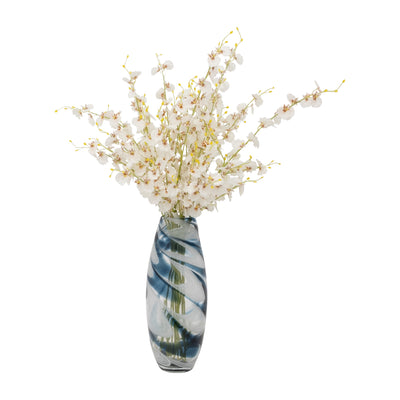 GLASS, 17" SWIRL VASE, BLUE