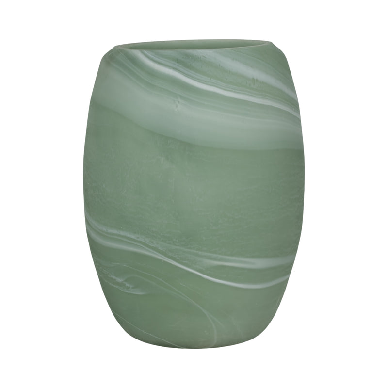 16" Garbo Large Green Glass Vase