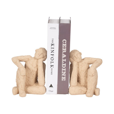 S/2 7" Thinking Man Bookends, Tan