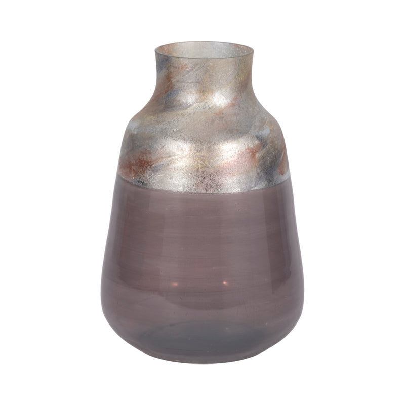 12" 2-tone Glass Vase, Grey Multi