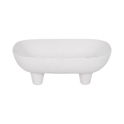 10" Footed Rounded Rectangle Bowl, White