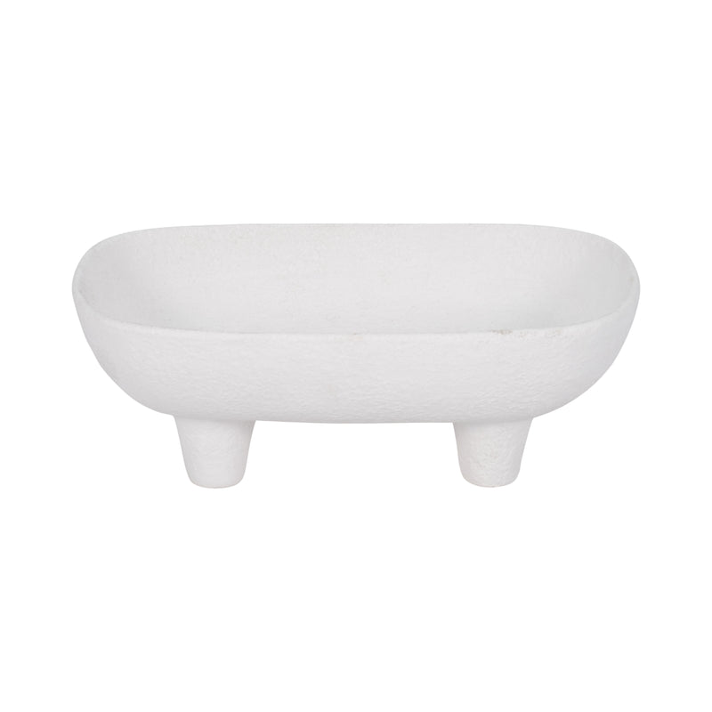 10" Footed Rounded Rectangle Bowl, White