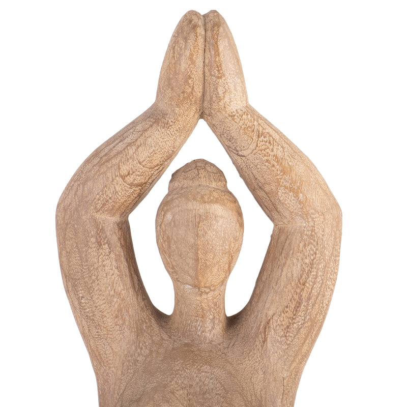 RESIN 11" NAMASTE FEMALE YOGA FIGURINE, BROWN