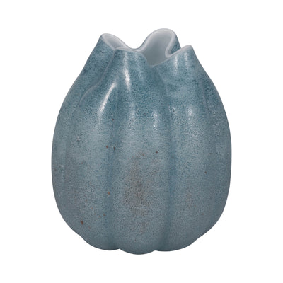 10" Glass Sea Urchin Vase, Blue