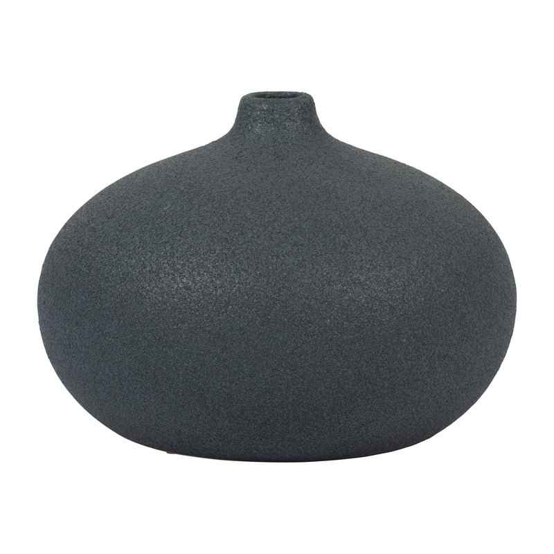 CER, 5" ROUND VOLCANIC VASE, DENIM NAVY BLUE