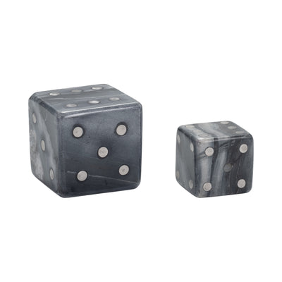 S/2 3/4" Mistry Grey Marble Dice