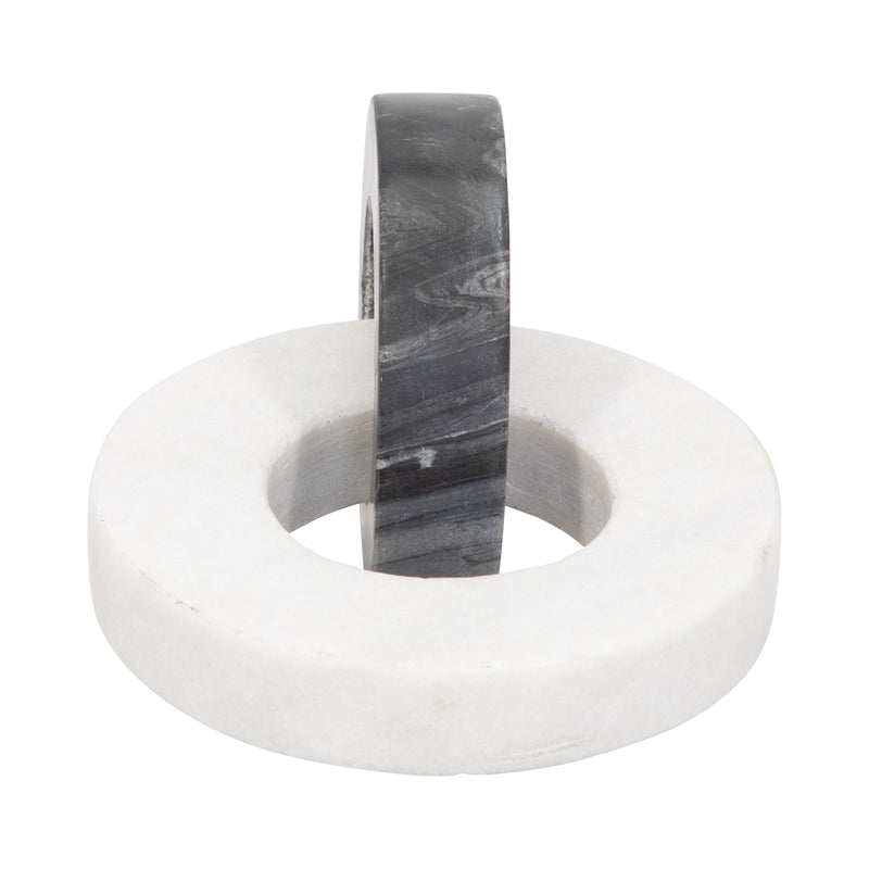 Marble, 8" Double Ring, White/black