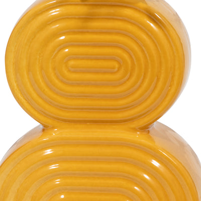 CER, 10" STACKED CIRCLES VASE, MUSTARD GOLD