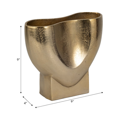 9" Abyss Arrow Shaped Metal Vase, Gold