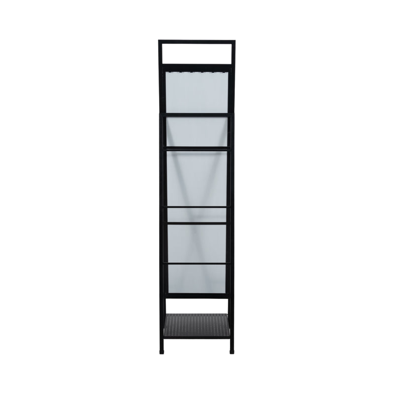 63" Standing Mirror W/ Hooks, Black