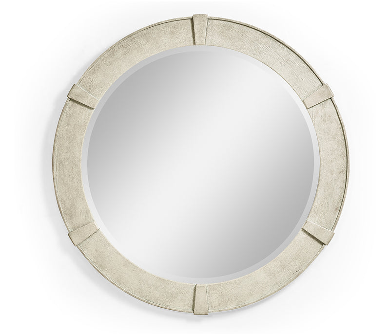 JC Edited - Casually Country Collection - Whitewash Driftwood Round Mirror