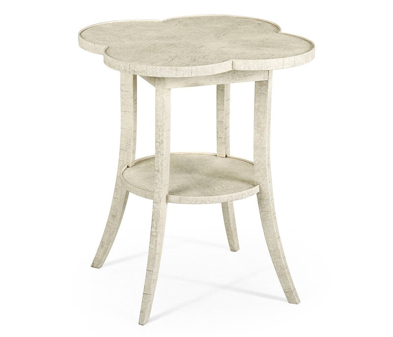 JC Edited - Casually Country Collection - Quatrefoil Lamp Table in Whitewash Driftwood