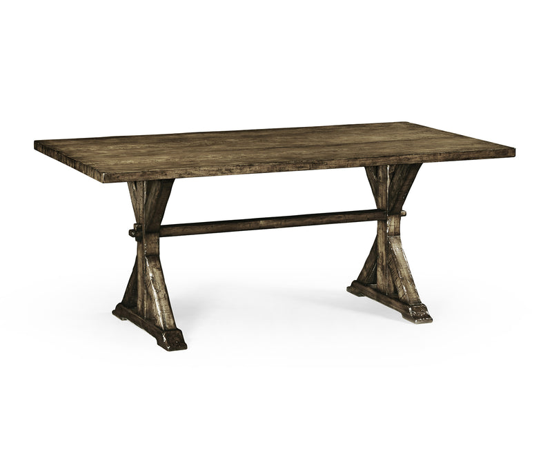 JC Edited - Casually Country Collection - 72" Solid Dark Driftwood Dining Table