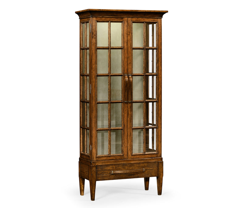 JC Edited - Casually Country Collection - Casual Plank Walnut Tall Glazed Cabinet