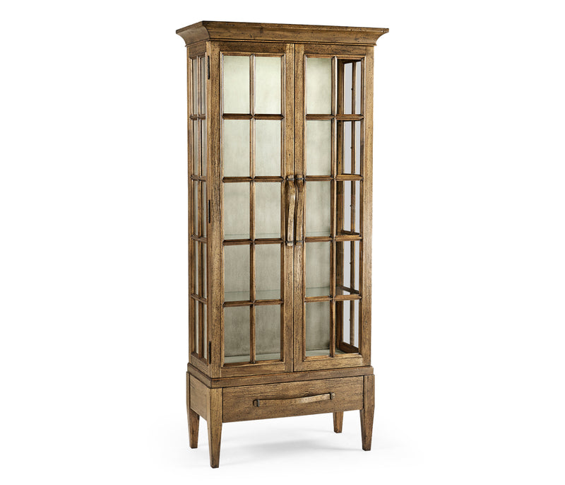 JC Edited - Casually Country Collection - Casual Plank Medium Driftwood Tall Glazed Cabinet