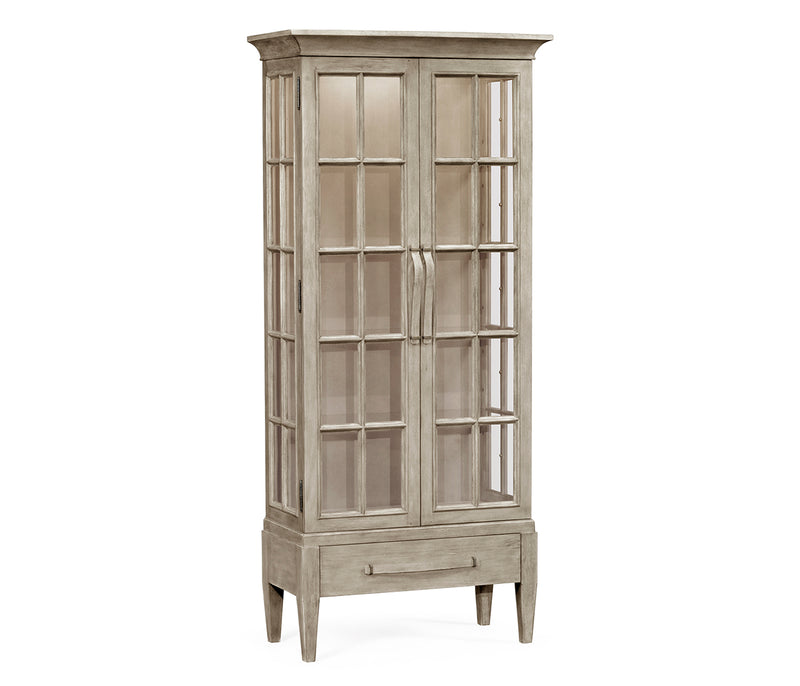 JC Edited - Casually Country Collection - Casual Plank Rustic Grey Tall Glazed Cabinet