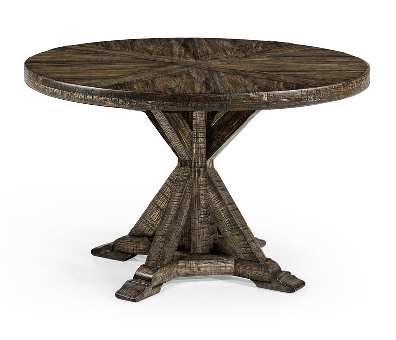 JC Edited - Casually Country Collection - 48" Dark Driftwood Circular Dining Table