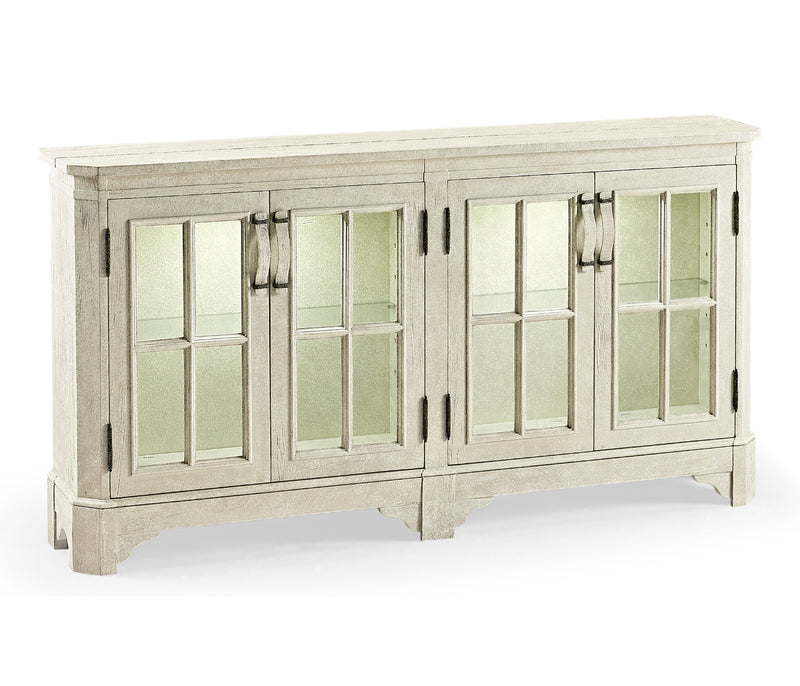 JC Edited - Casually Country Collection - Whitewash Driftwood Parquet Welsh Bookcase with Strap Handles