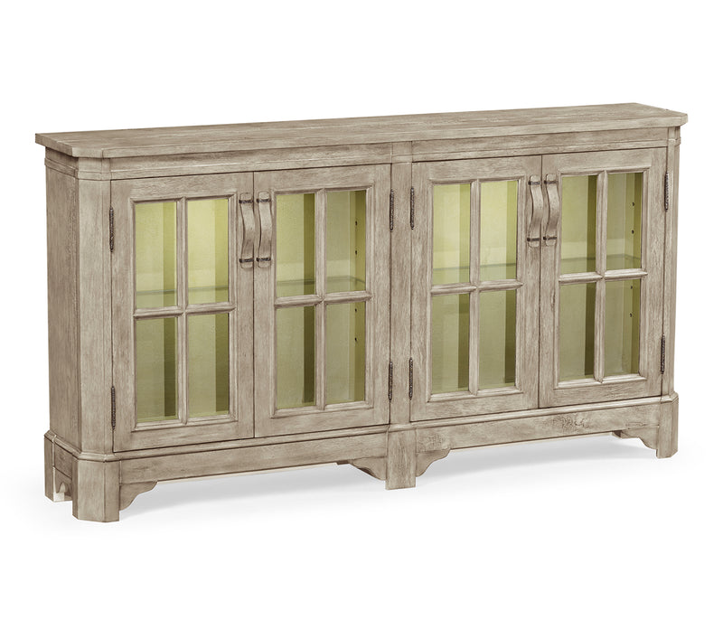 JC Edited - Casually Country Collection - Rustic Grey Parquet Welsh Bookcase with Strap Handles