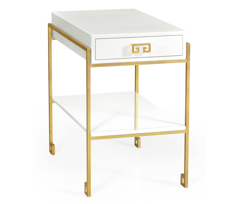 JC Edited - Simply Elegant Collection - Gilded Iron End Table with Biancaneve Drawer