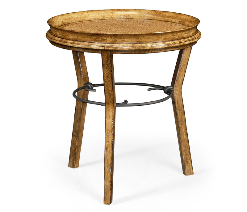 JC Edited - Sussex Collection - Round Light Brown Chestnut & Rattan Side Table