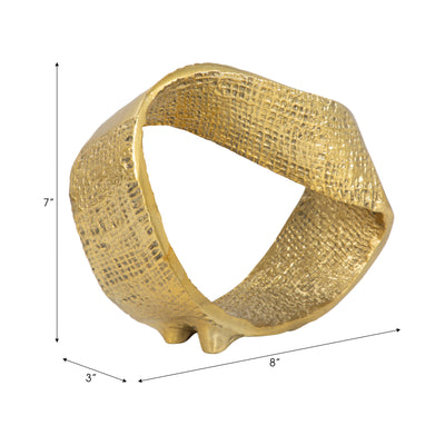 Metal, 8" Twisted Hammered Ring, Gold