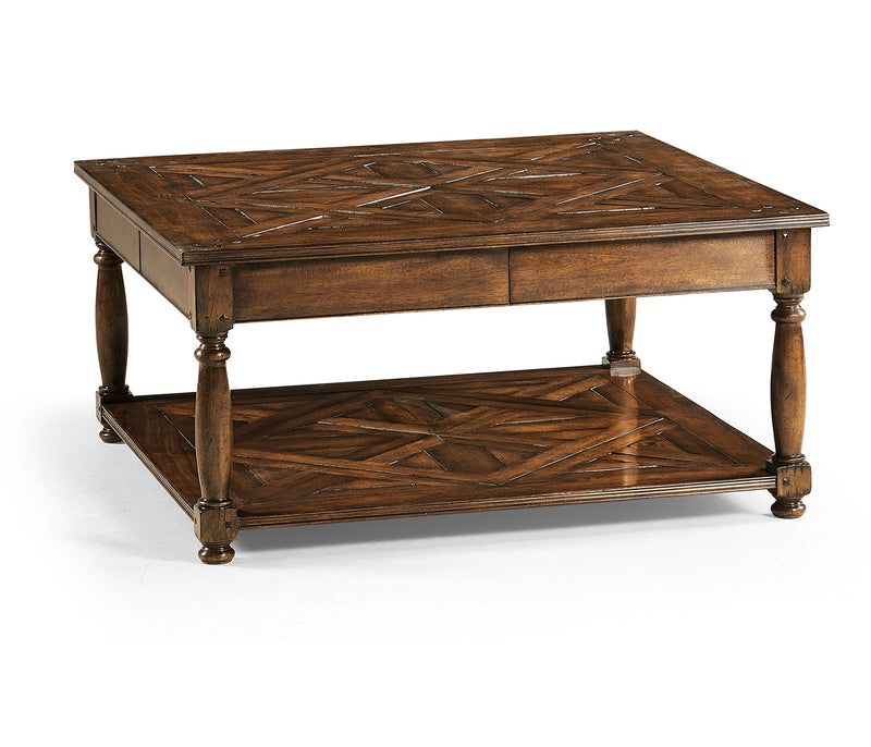 Country Farmhouse Collection - Square parquet topped coffee table