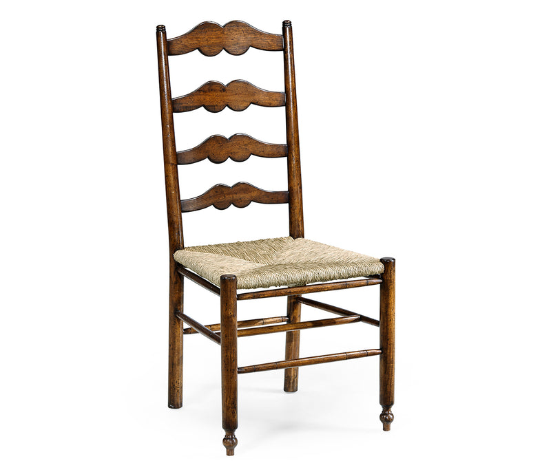 Country Farmhouse Collection - Ladder Back Country Side Chair with Rushed Seat