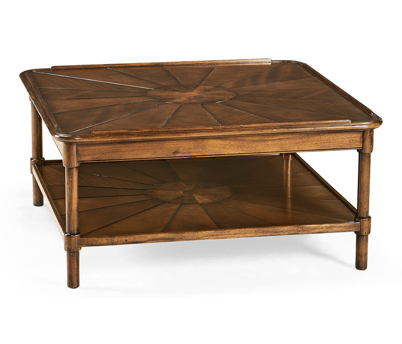 Country Farmhouse Collection - Square rustic walnut coffee table