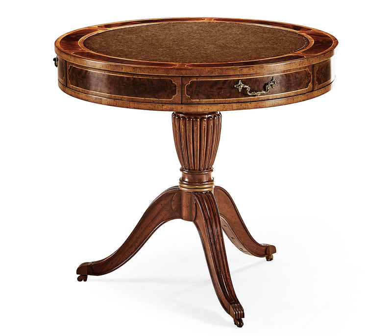 Buckingham Collection - Mahogany Drum Table (Red Leather)