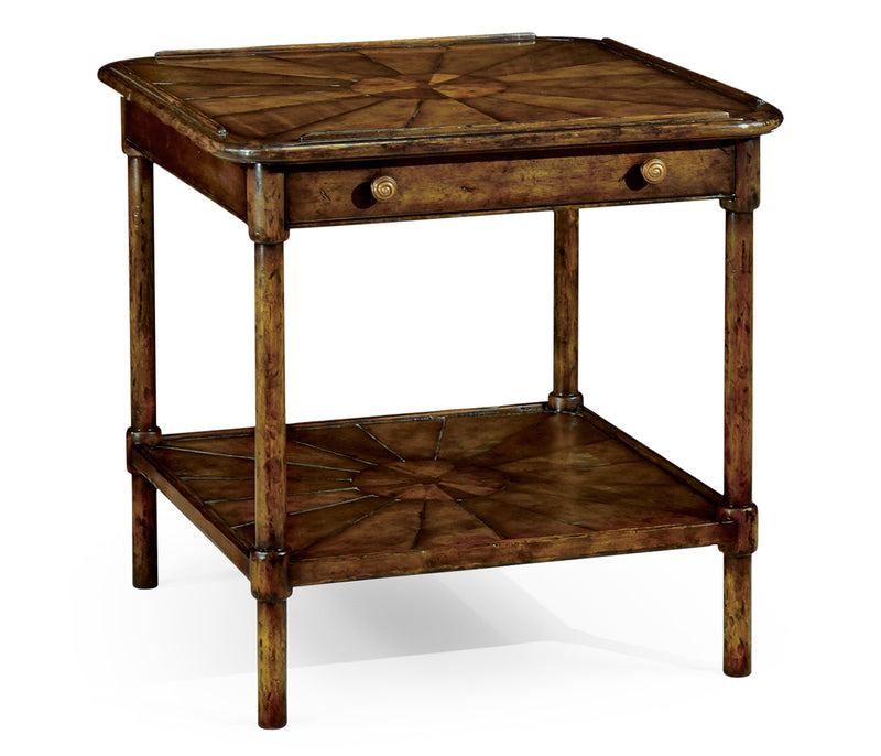 Country Farmhouse Collection - Rustic walnut two-tier table