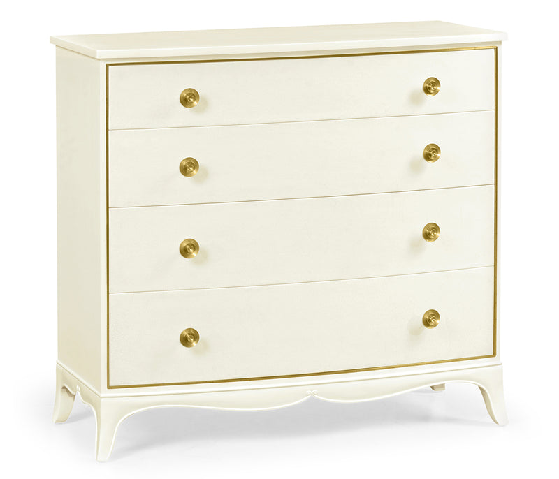 JC Modern - Eclectic Collection - Ivory & Crackle Ceramic Lacquered Chest of Four Drawers