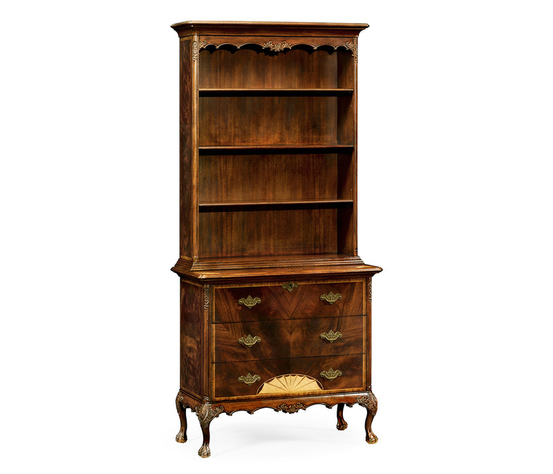 Buckingham Collection - Tall Mahogany Bookcase on Chest