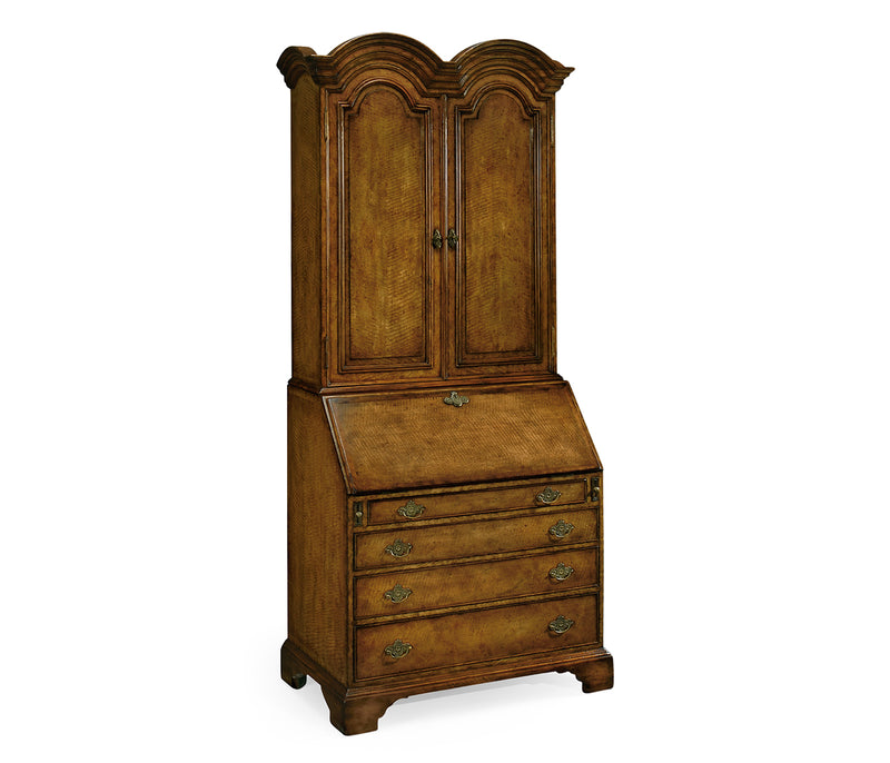 Windsor Collection - Queen Anne Light Walnut Bureau Cabinet with Panelled Doors