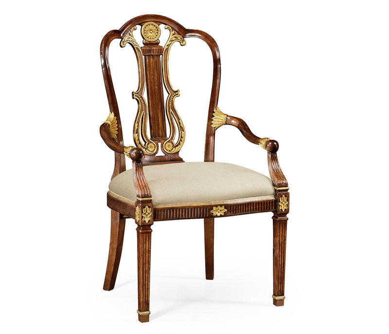 Buckingham Collection - Buckingham Gilded Lyre Back Arm Chair