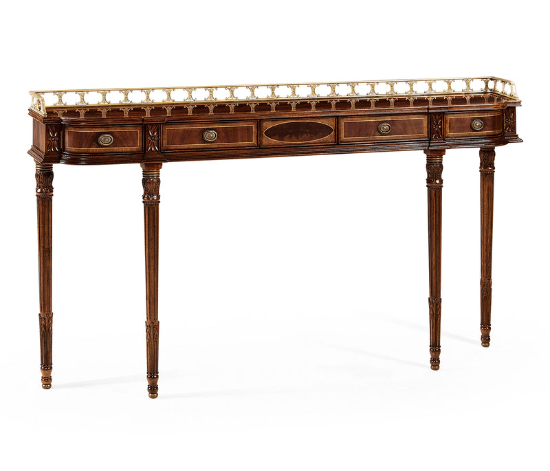 Buckingham Collection - Narrow Gallery Mahogany Console Table