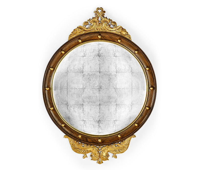 Windsor Collection - Regency walnut & gilt round convex églomisé mirror (Large)