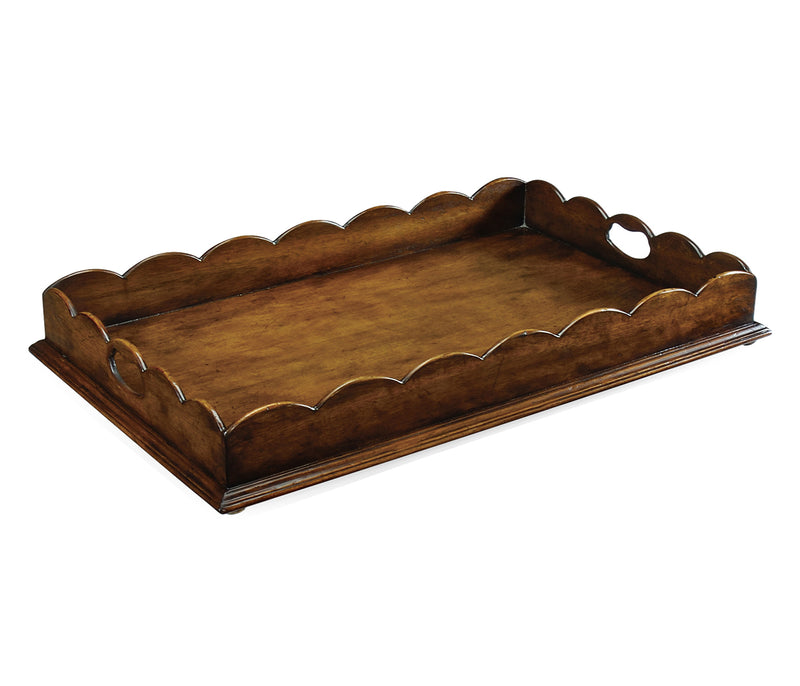 Country Farmhouse Collection - Scalloped Edge Walnut Tray