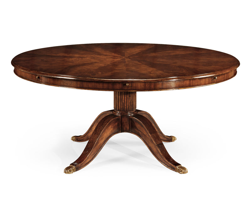 Buckingham Collection - Mahogany Extending Circular Dining Table with Storage Cabinet for Leaves