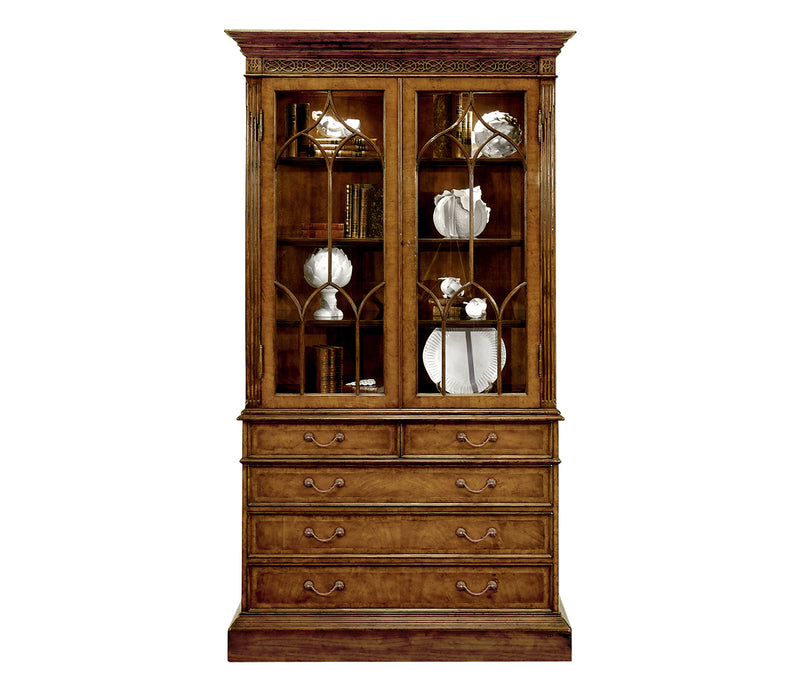 Windsor Collection - Walnut Glazed Display Cabinet with Drawers