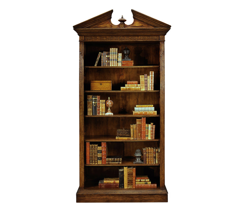 Windsor Collection - Walnut Open Bookcase with Pediment