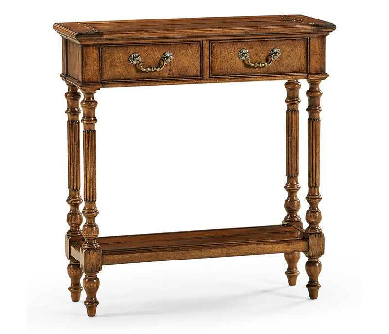 Country Farmhouse Collection - Small Narrow Walnut Console Table