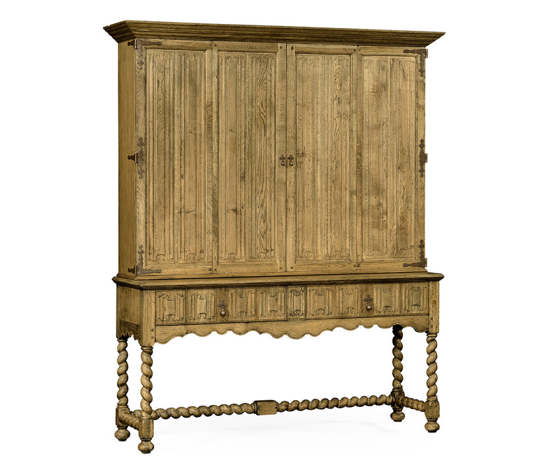 Sherwood Oak Collection - Elizabethan Style Natural Oak TV Cabinet