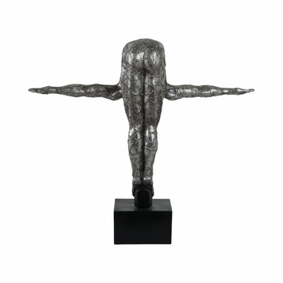 RESIN, 24"H BOWING HUMAN, GUNMETAL