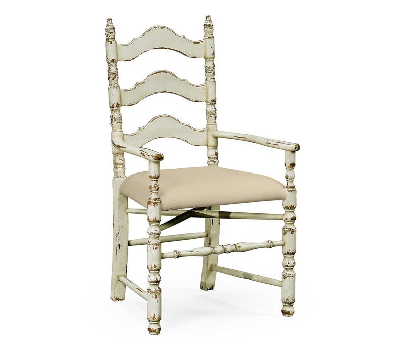 Country Farmhouse Collection - White Oak Ladder Back Country Chair (Arm)