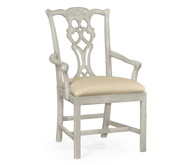 JC Edited - Assorted Collection - Casual Chippendale Grey Mahogany Arm Chair