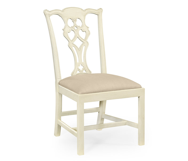 Windsor Collection - Windsor Chippendale Grey Linen Side Chair