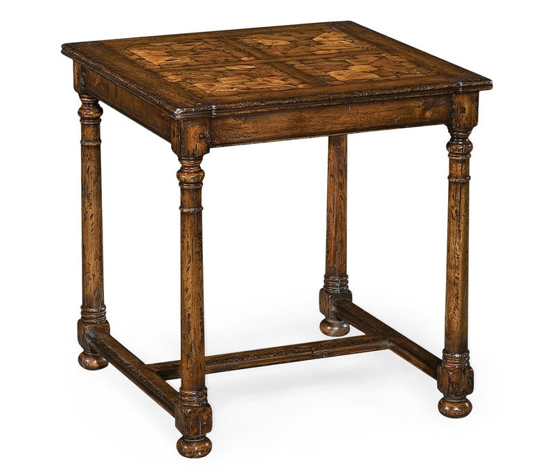 JC Edited - Huntingdon Collection - Walnut Square Oyster Parquet Side Table